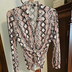 Jones New York Reptile Pattern LS Blouse XL **NEW/Tags